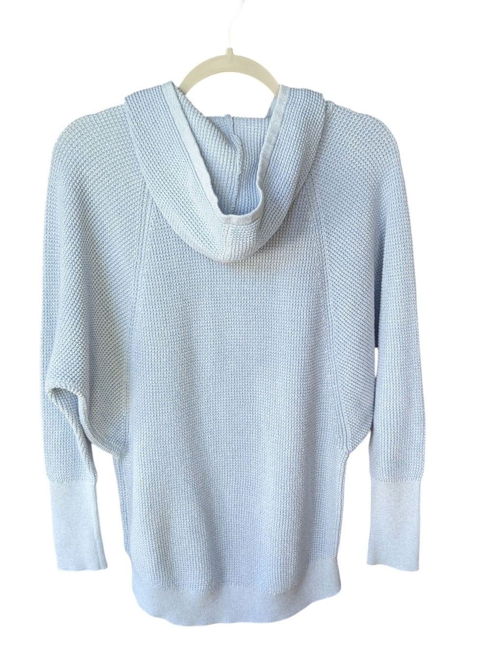 Cynthia Rowley Active Cozy Blue Waffle Knit Dolman Sleeve Hoodie Cotton Blend